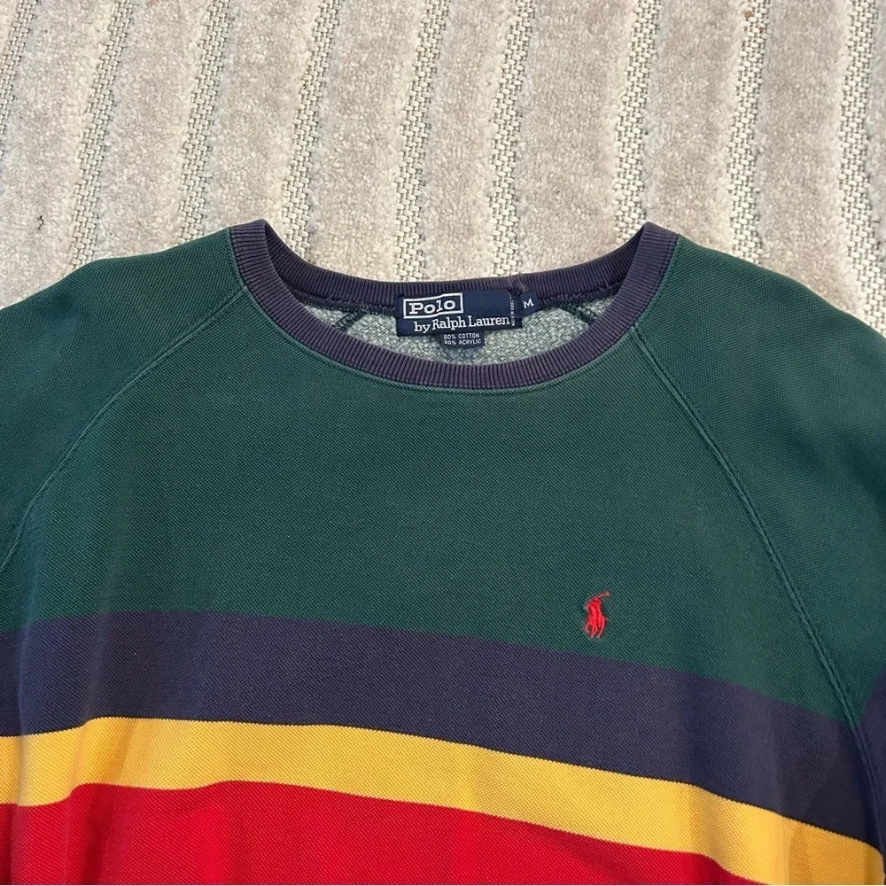 Vintage Polo Ralph Lauren Colorful Stripe Crewneck Sweatshirt *Rare - M